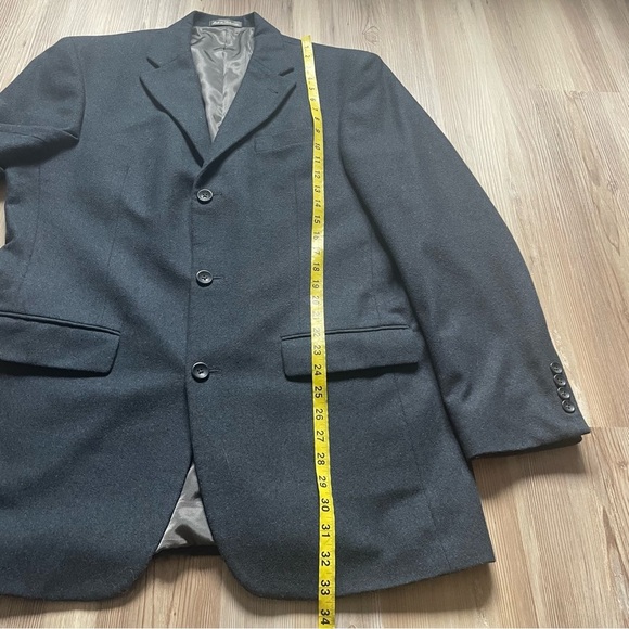 Oscar De La Renta Mens 40L Wool Cashmere Blazer Suit Jacket Sport coat Blue/Gray - Picture 9 of 14
